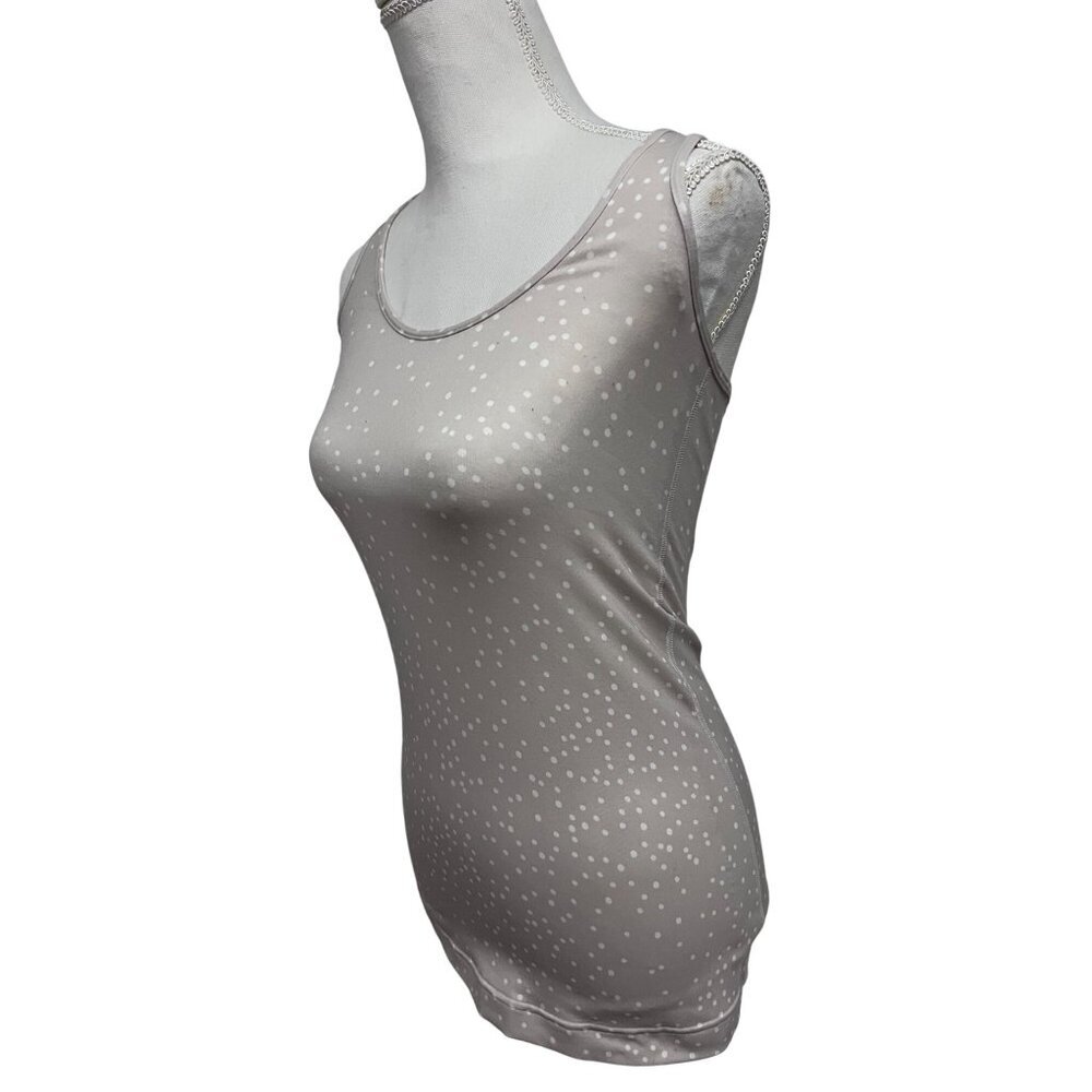 Lululemon Gray White Polka Dot Racerback Tank Top Shirt Yoga Activewear Small - Picture 3 of 5